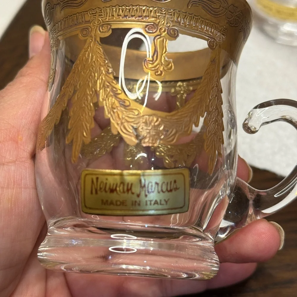 Neiman Marcus Gold Trim Glass Mug
